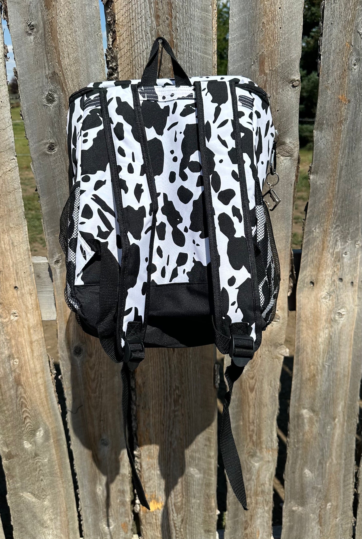 Black & White Cow Print Cooler Backpack