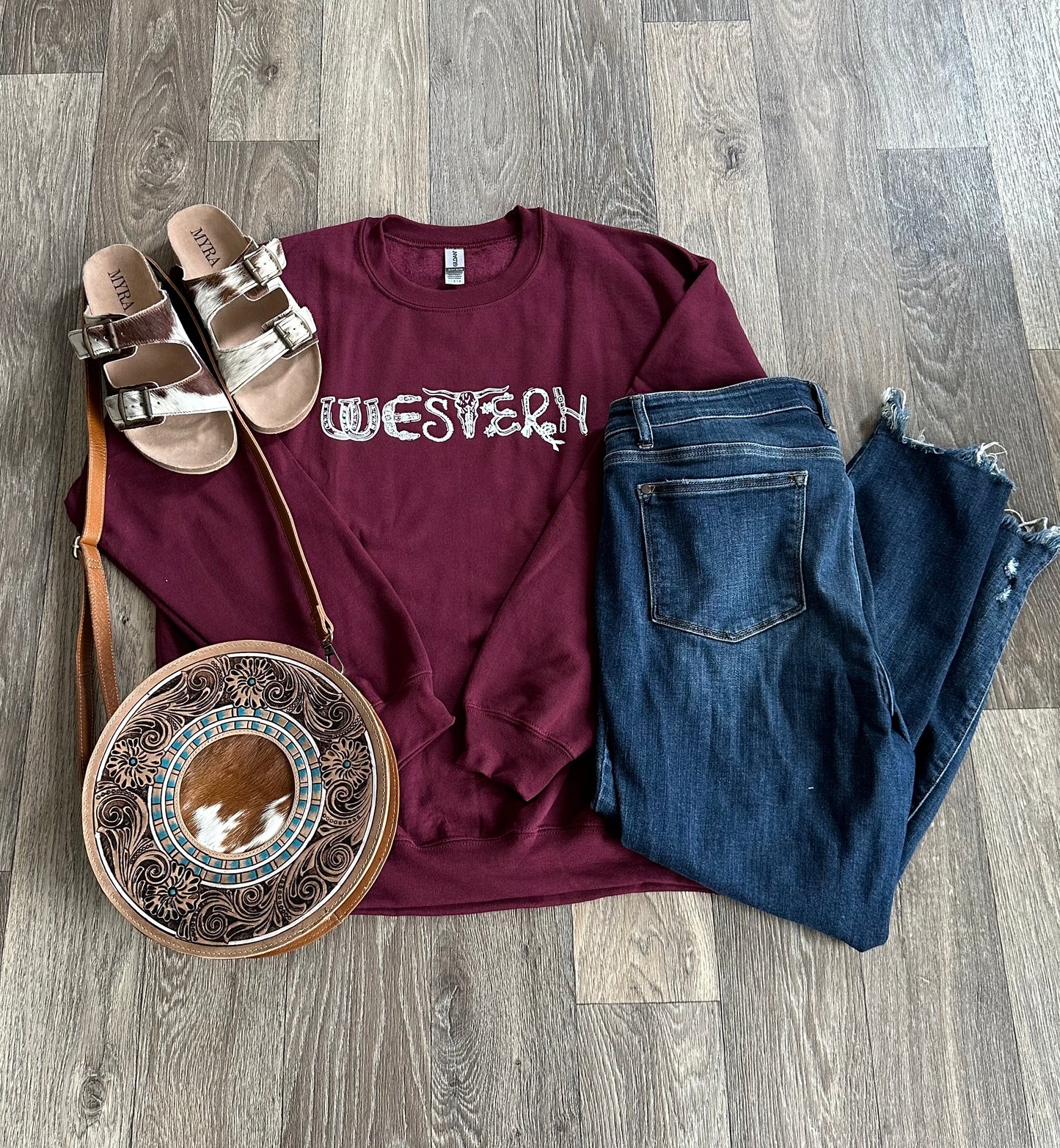 Maroon Western Crewneck
