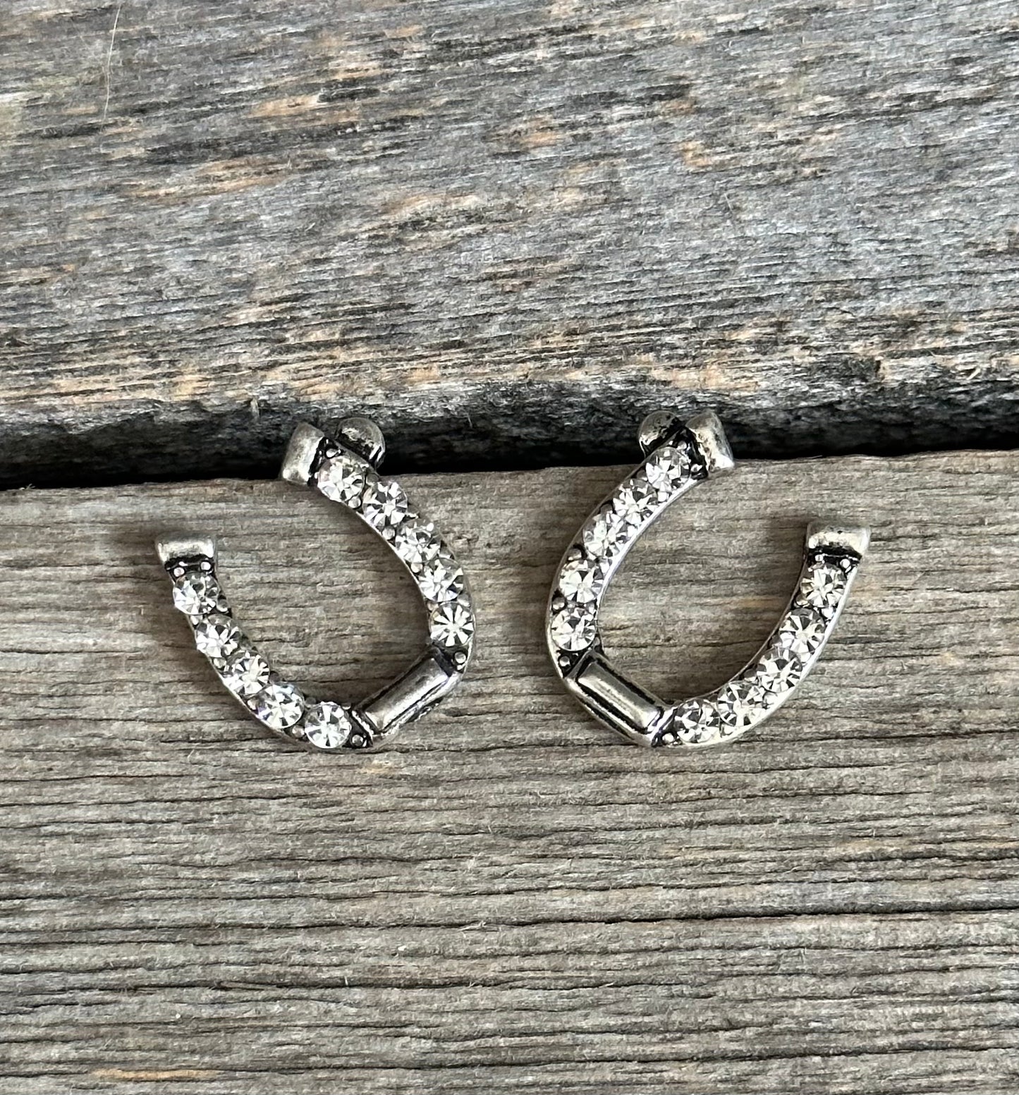 Silver Crystal Horseshoe Earrings