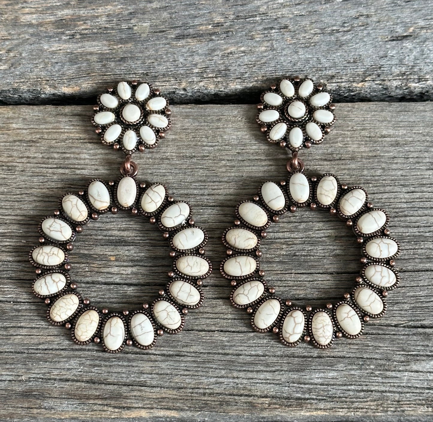 Copper Cluster Circle Earrings