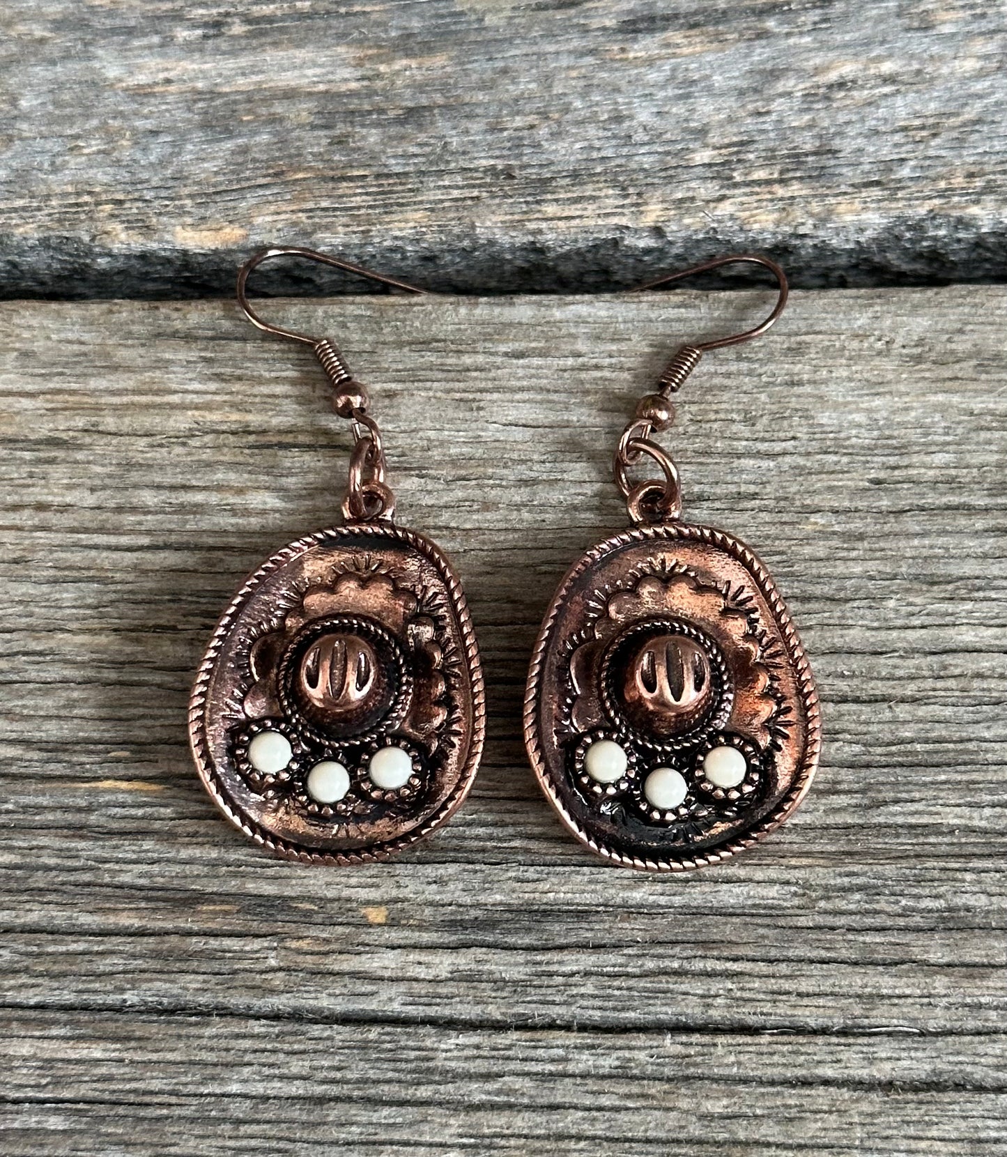 Copper Cowboy Hat Earrings