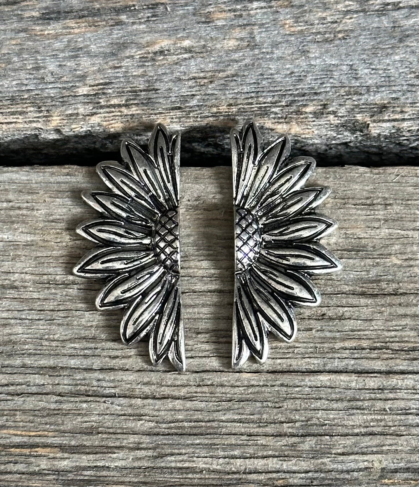 Silver Sunflower Earrings