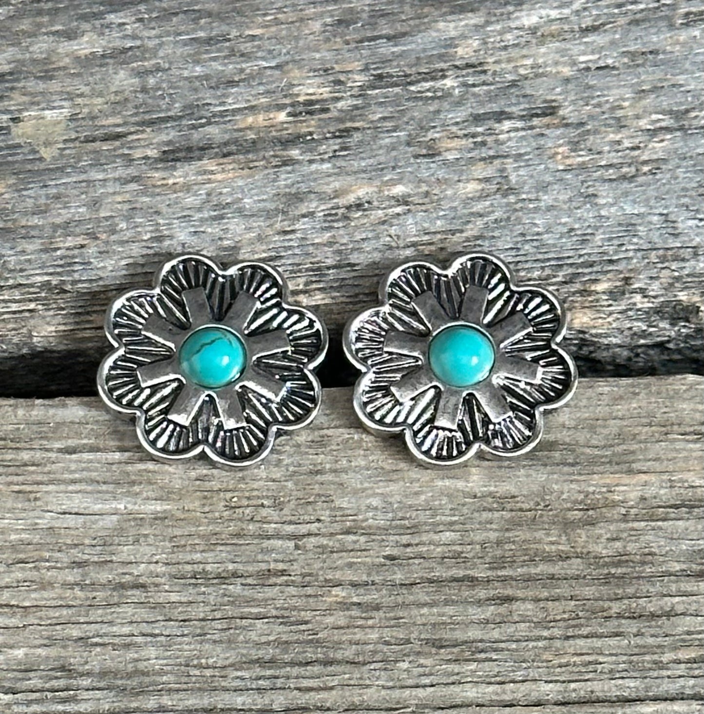 Turquoise Stone Concho Earrings