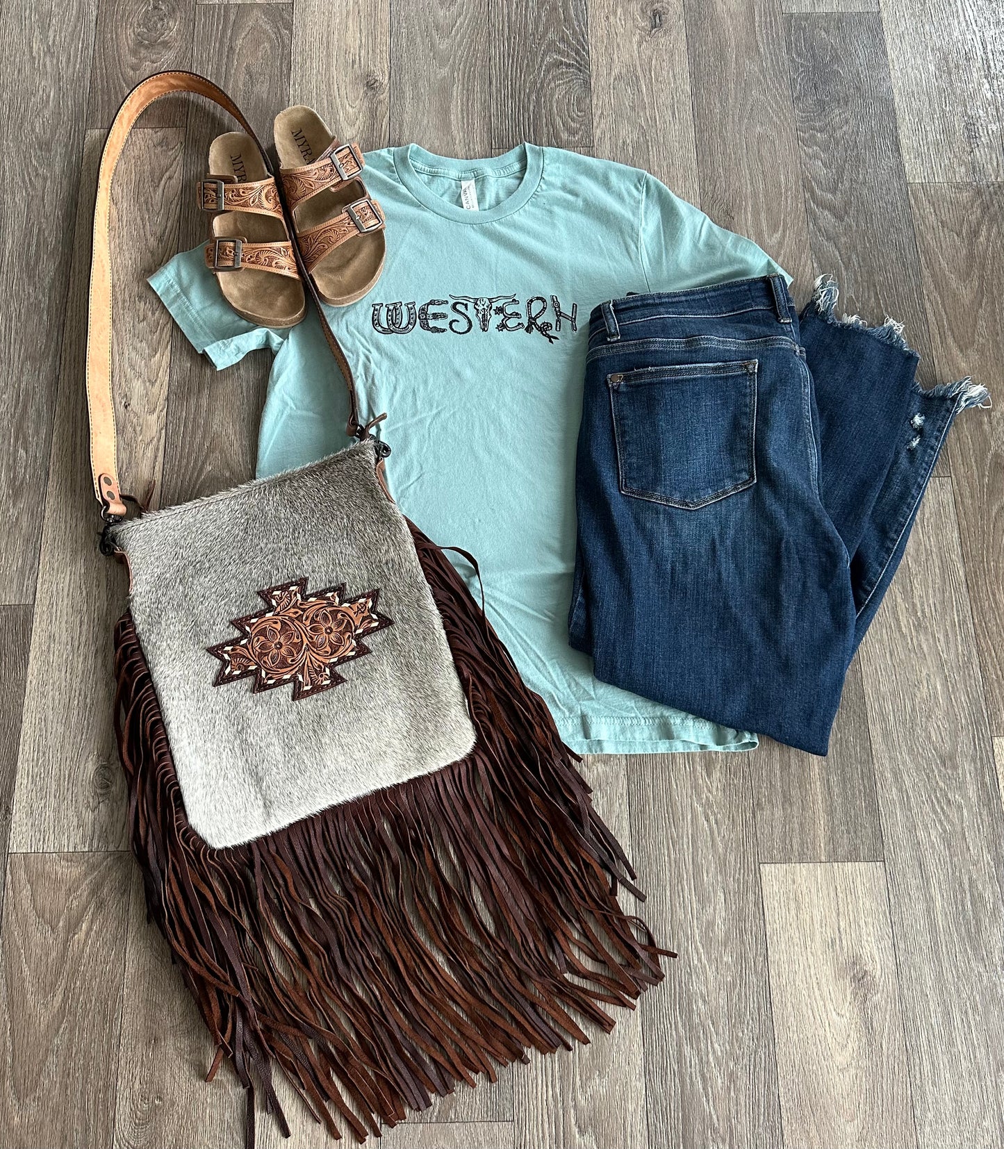 Dusty Blue Western T-Shirt