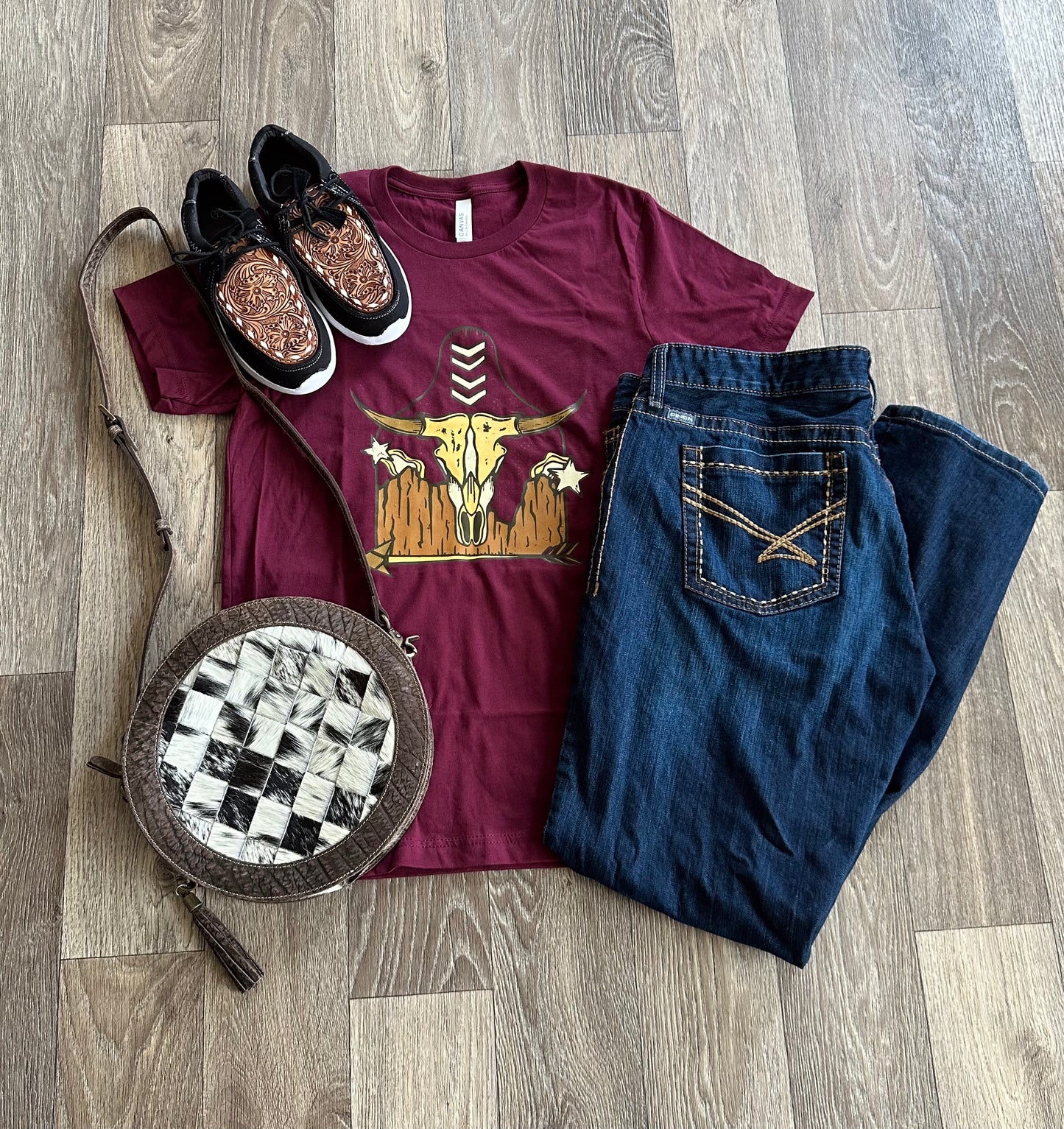 Maroon Cow Tag T-Shirt