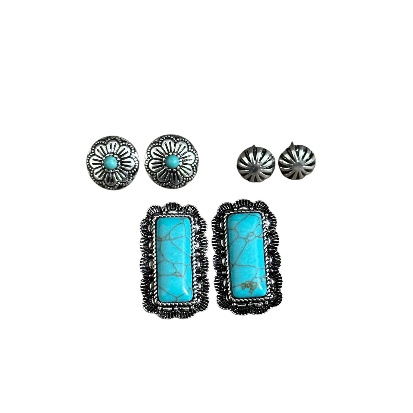 3 Pack Turquoise Bar Earrings