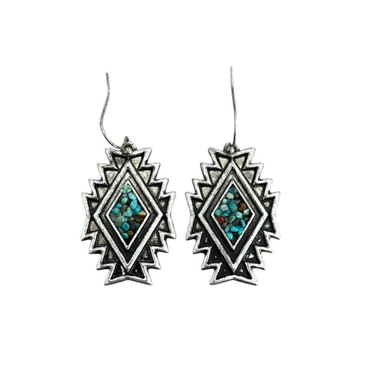 Aztec Turquoise Chip Earrings