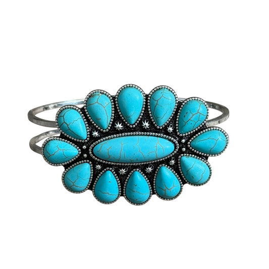 Turquoise Cluster Hinge Bracelet