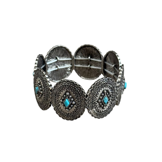 Turquoise Diamond Concho Stretch Bracelet