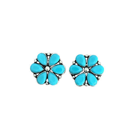 Turquoise Flower Stone Earrings