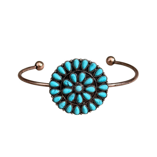 Turquoise Cluster Copper Cuff Bracelet