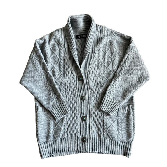 Grey Cable Knit Cardigan
