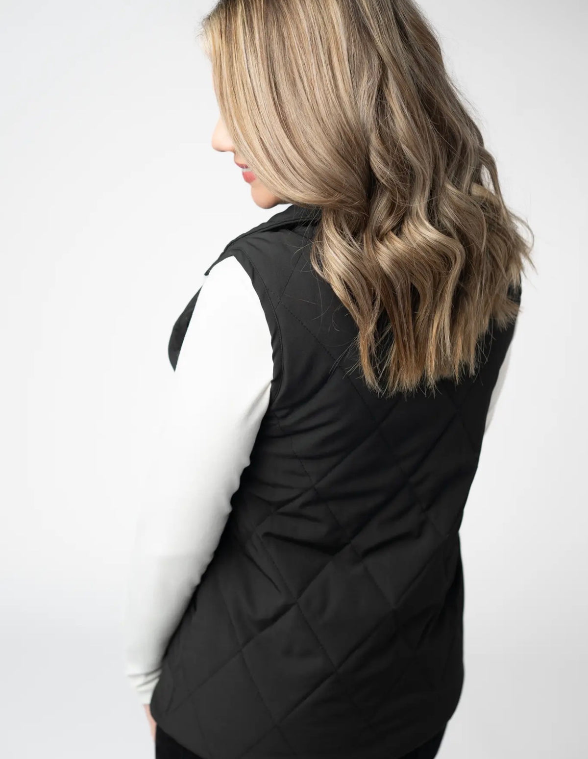 Black Quilted Remy Vest