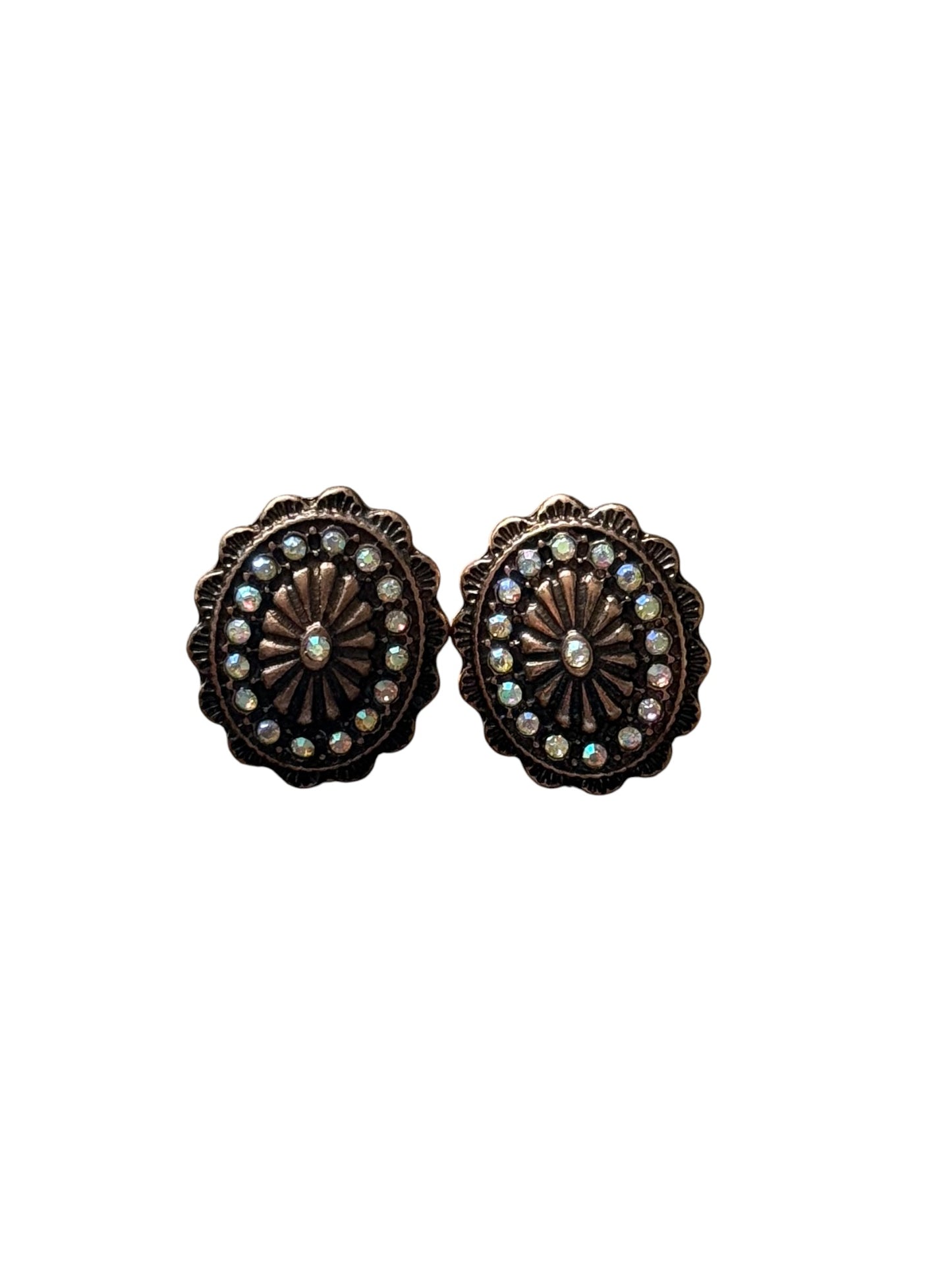 Copper Crystal Concho Earrings