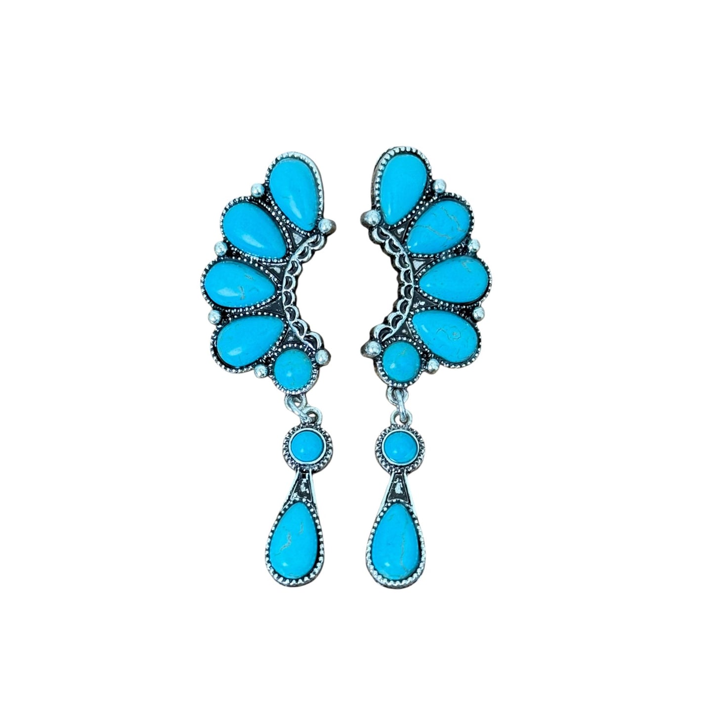 Turquoise Half Cluster Drop Earrings