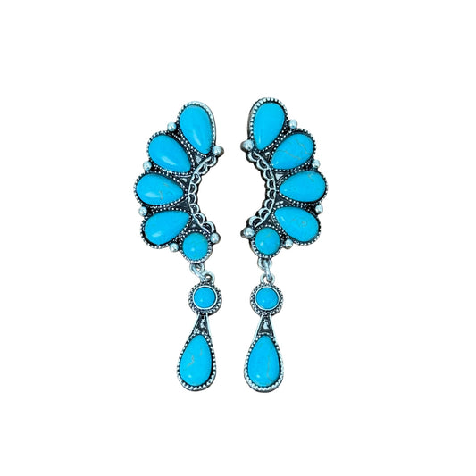 Turquoise Half Cluster Drop Earrings