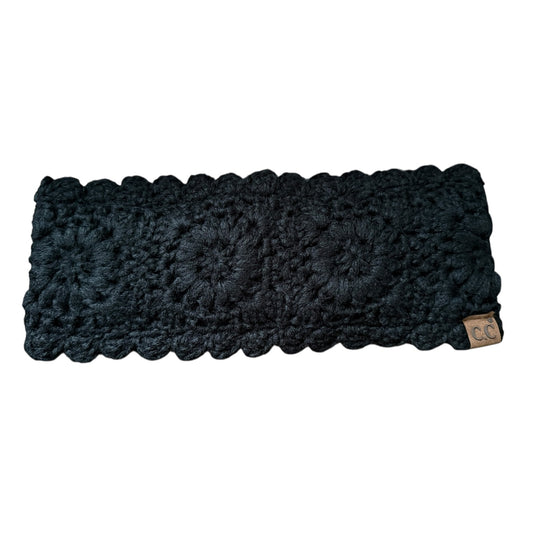 Black Crochet Winter Headband