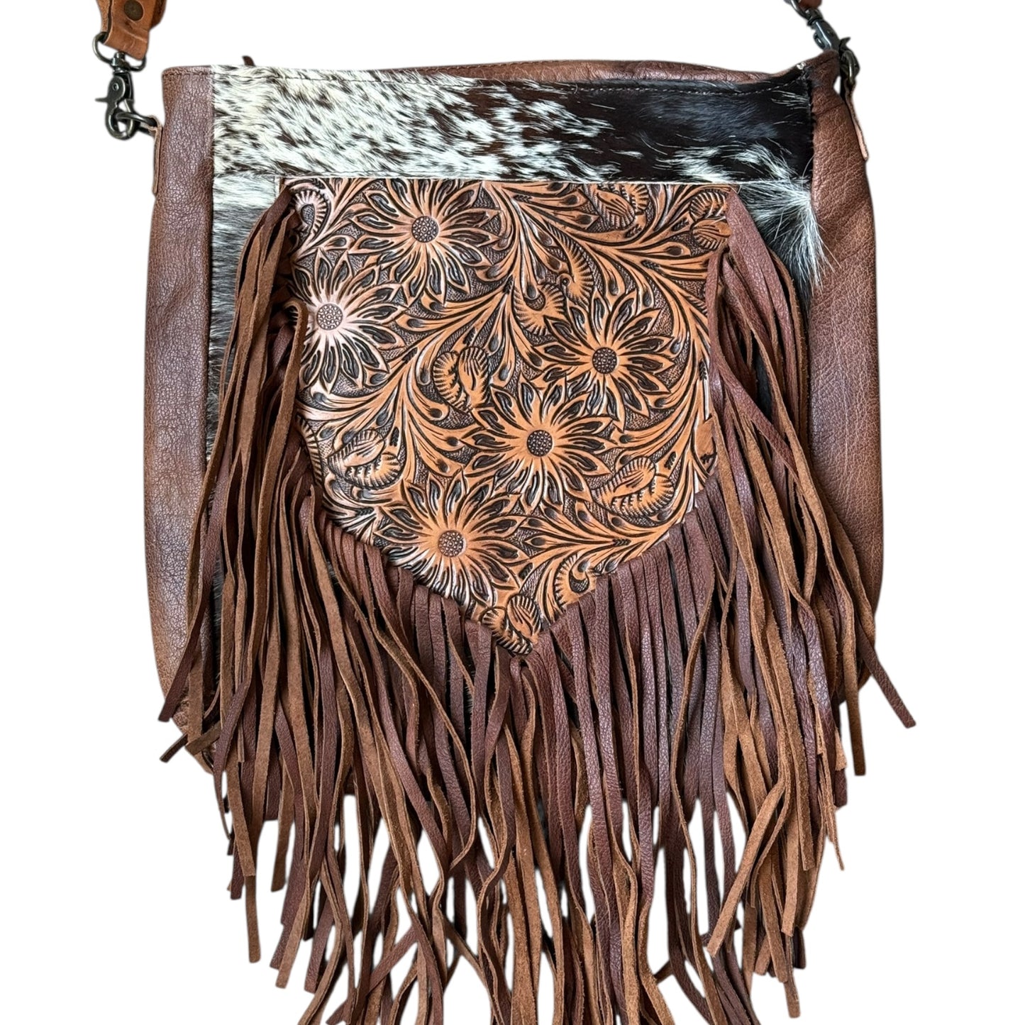 Tooled Floral Cowhide Purse