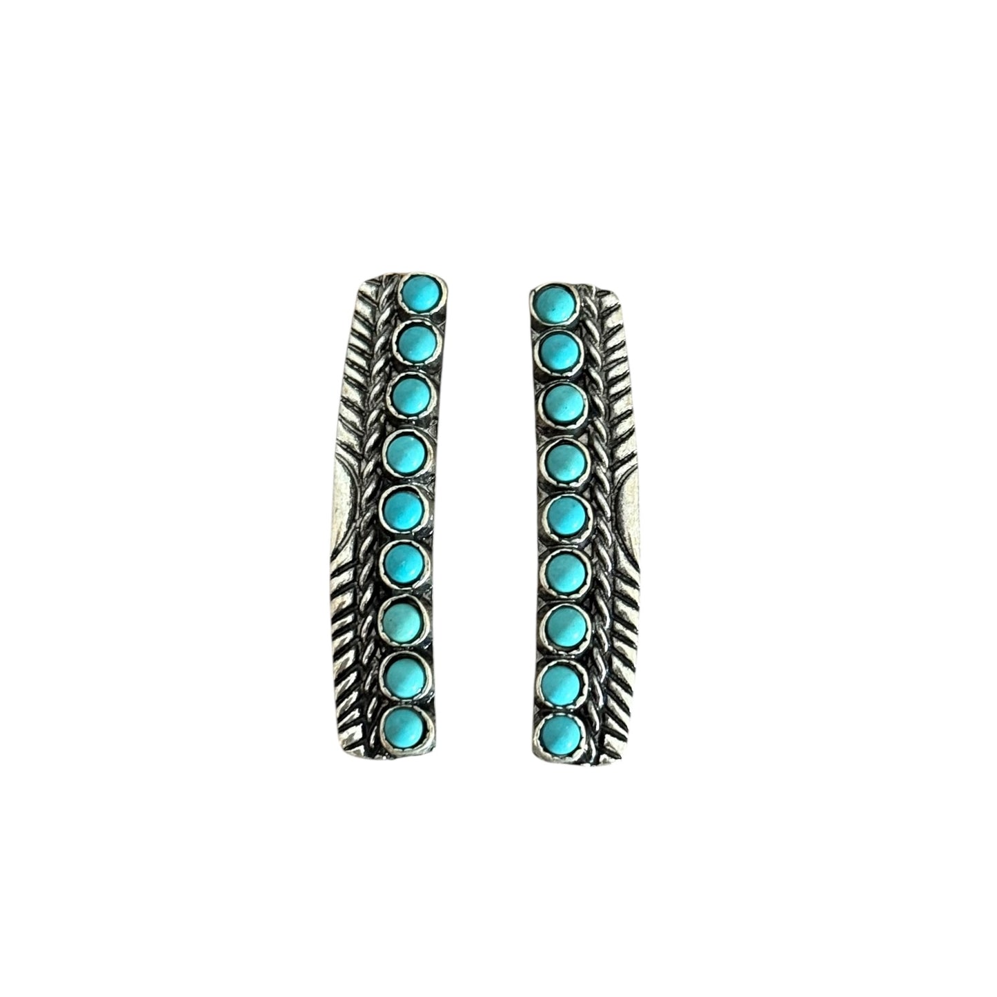 Turquoise Silver Bar Earrings