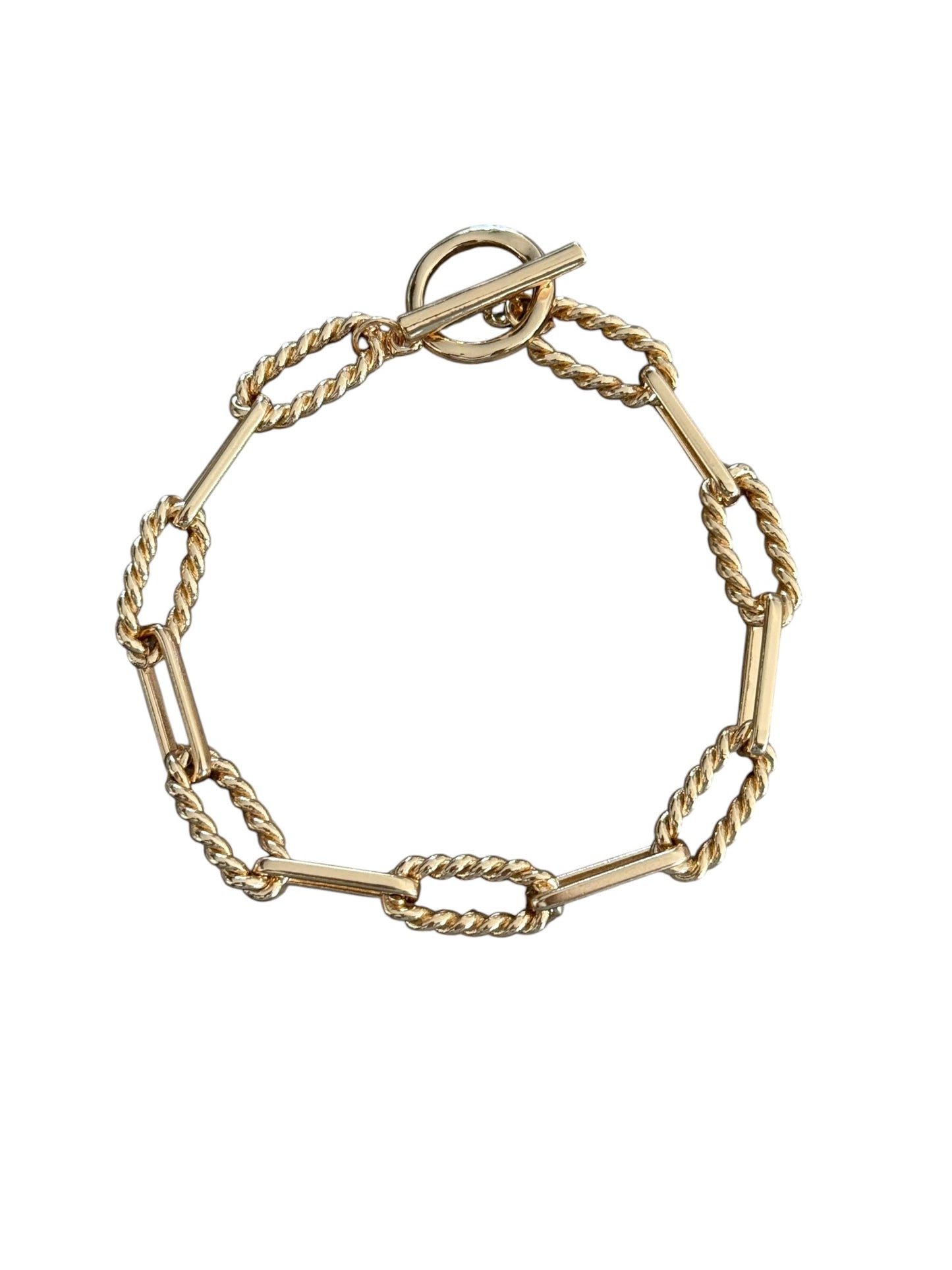 Gold Rope Paperclip Toggle Bracelet