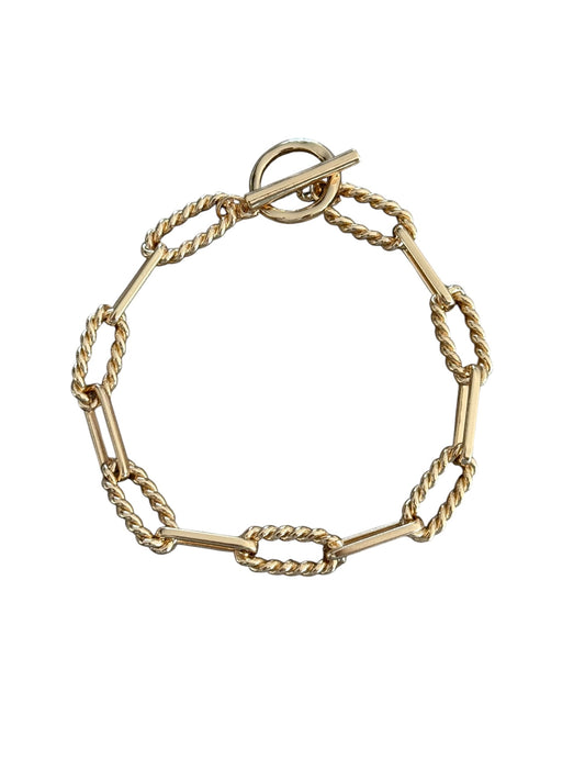 Gold Rope Paperclip Toggle Bracelet