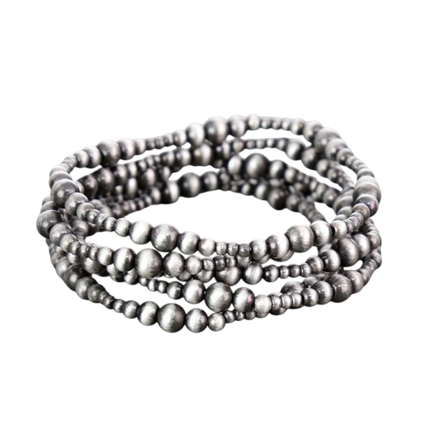 Gunmetal Navajo Pearl Stack Stretch Bracelet