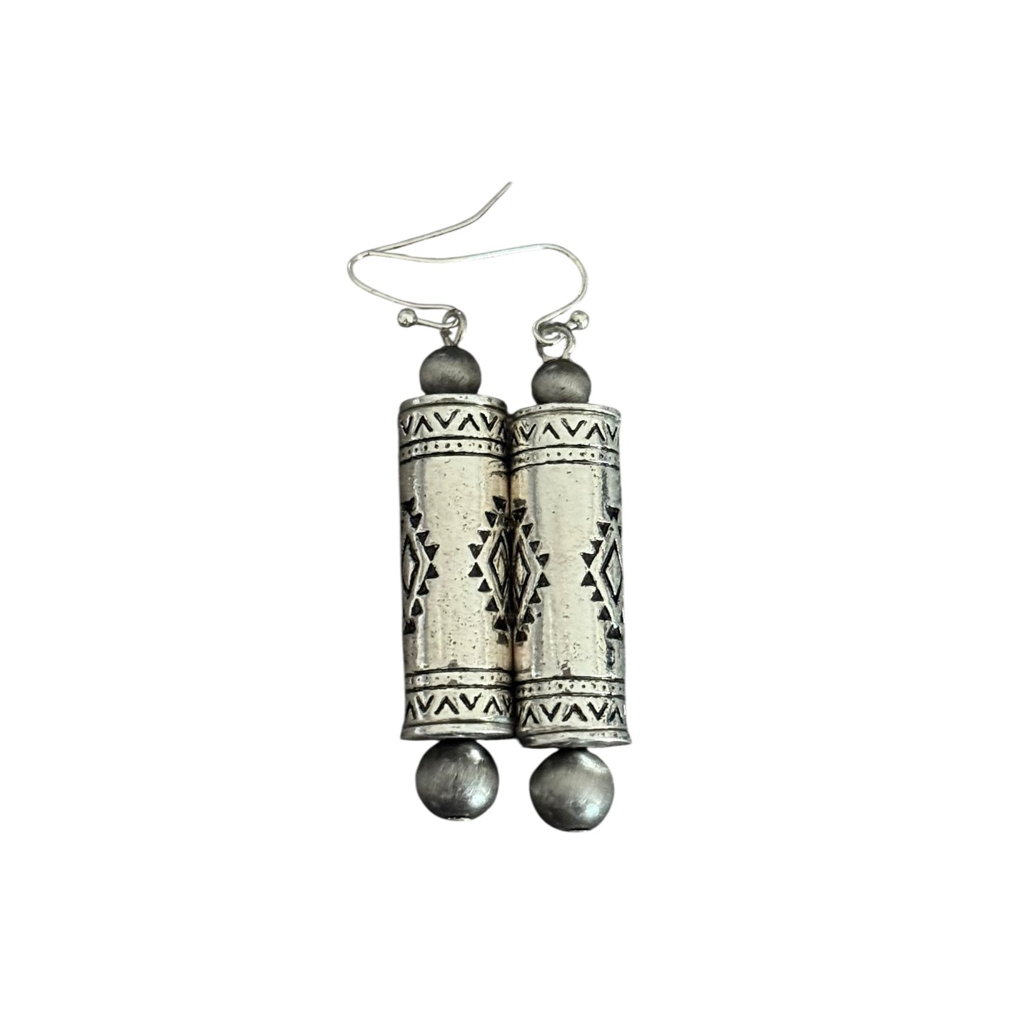 Gunmetal Silver Navajo Bar Earrings