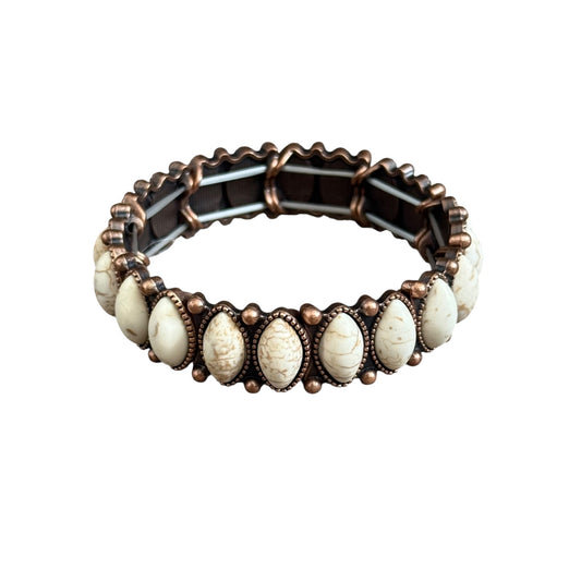 Copper Natural Stone Oval Stretch Bracelet
