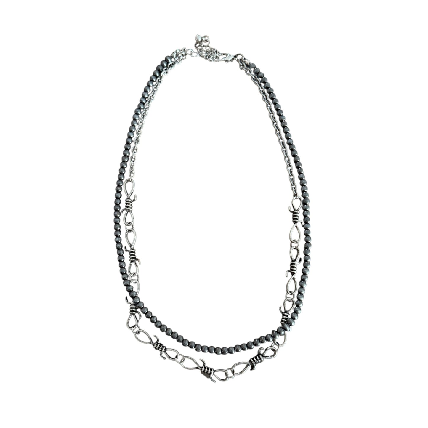 Gunmetal Navajo Pearl Barbwire Necklace