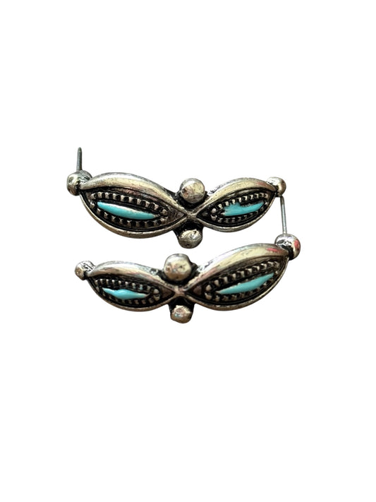 Turquoise Half Hoop Earrings