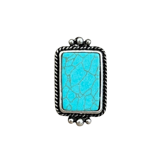 Turquoise Rectangle Stone Cuff Ring
