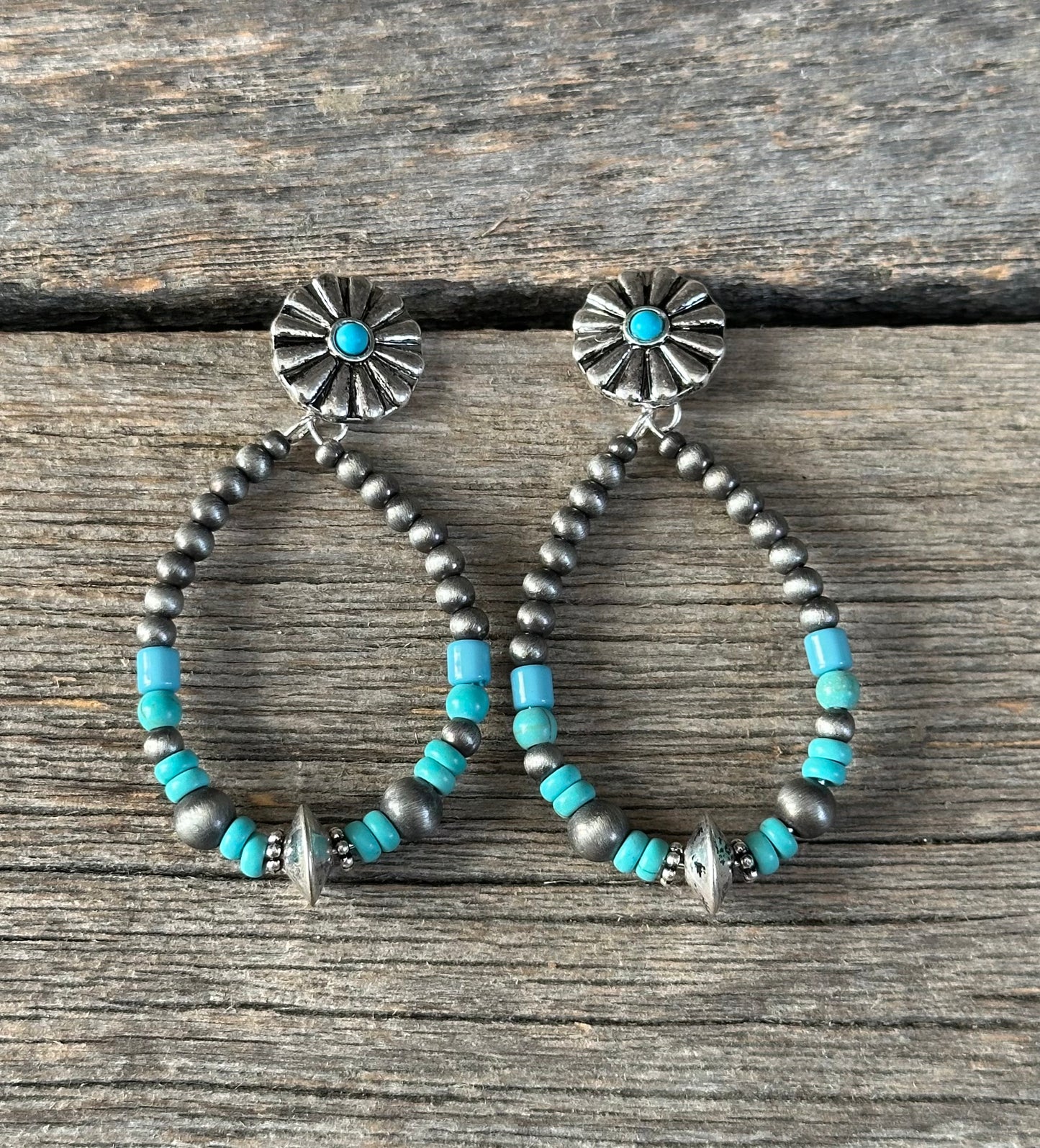Silver Concho Navajo Pearl Earrings