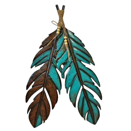 Turquoise Double Feather Wall Art
