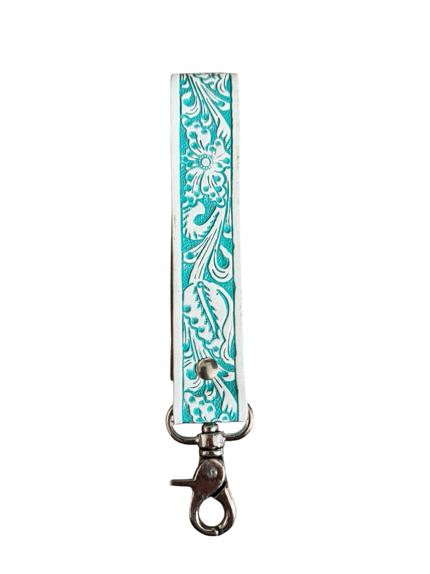 Tooled Turquoise & White Wristlet