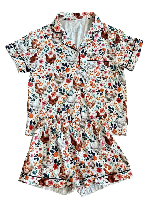 Floral Chicken PJ Set