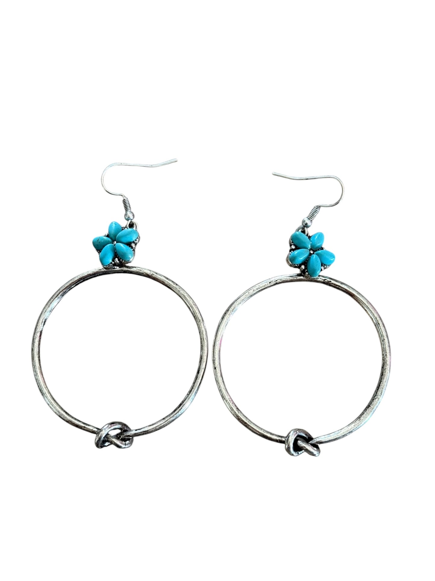 Turquoise Flower Round Earrings