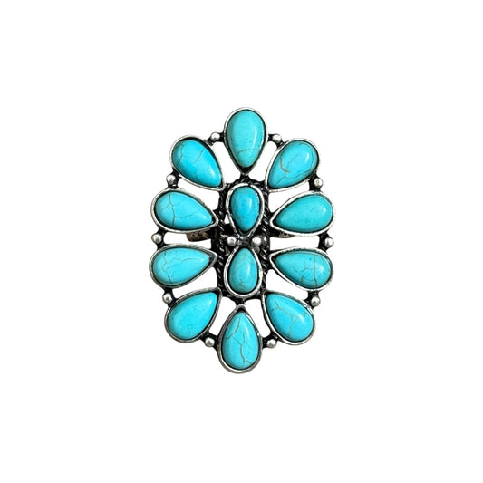 Turquoise Cluster Cuff Ring