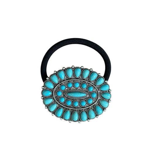 Turquoise Cluster Hair Tie