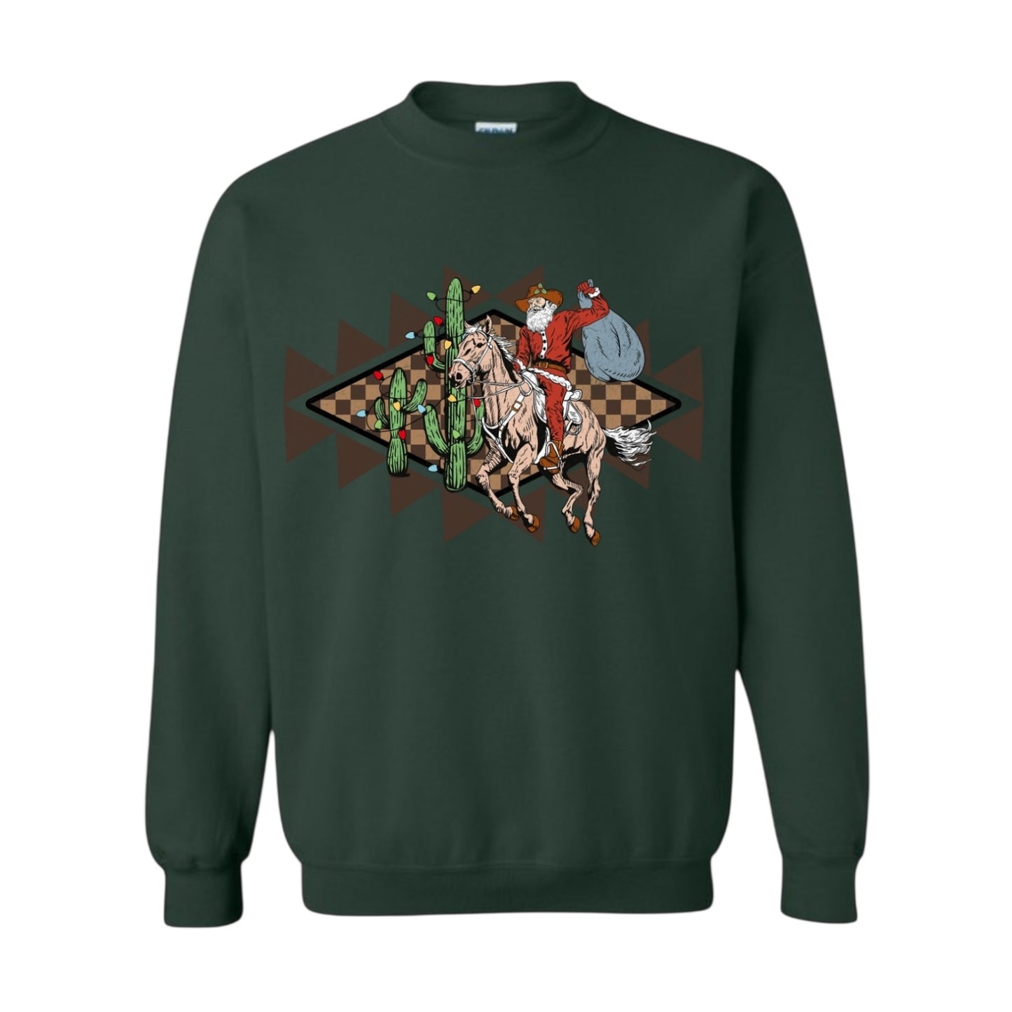 Aztec Checkerboard Santa Christmas Crewneck • PRE ORDER •