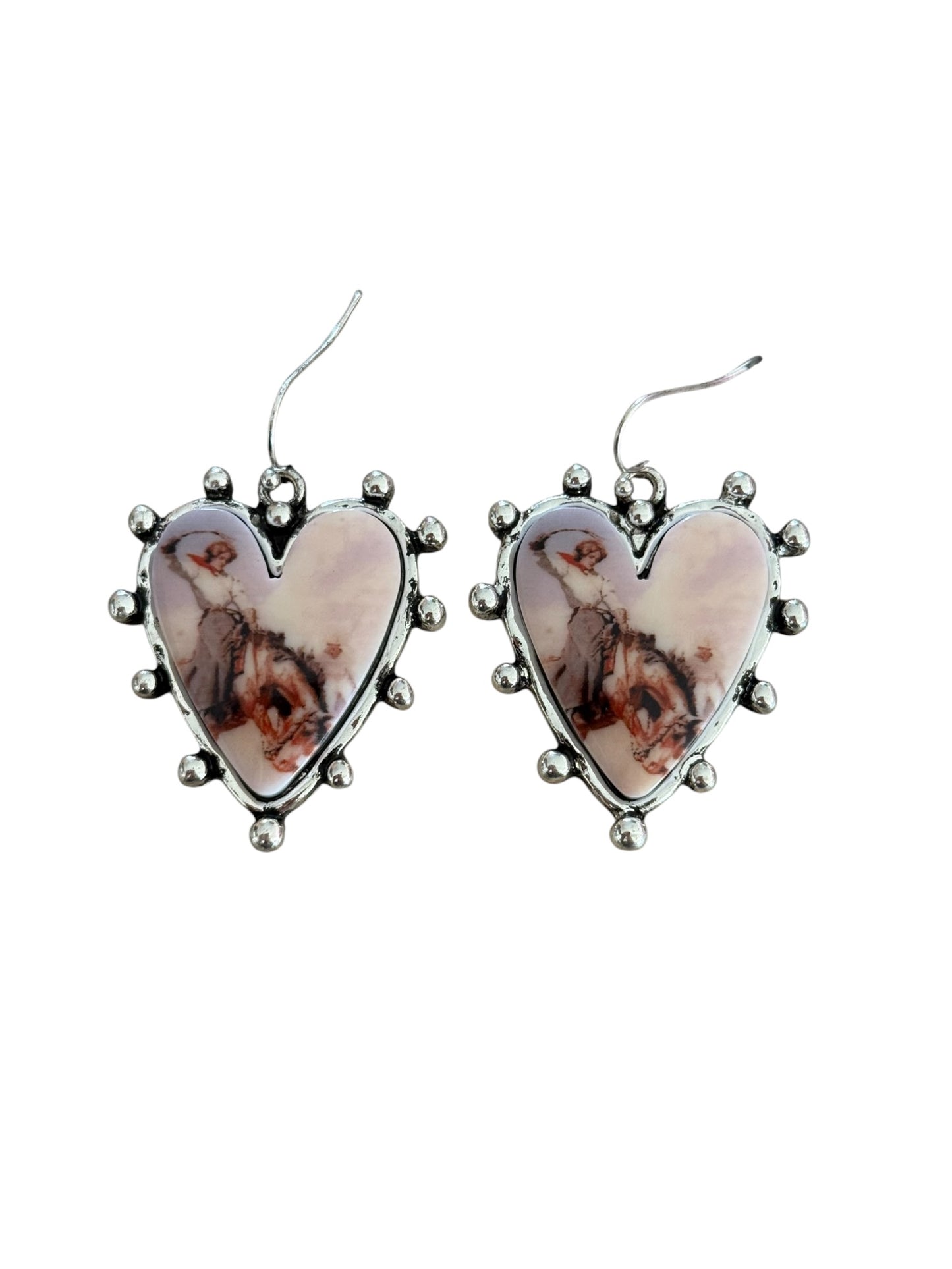 Cowgirl Bronc Heart Earrings