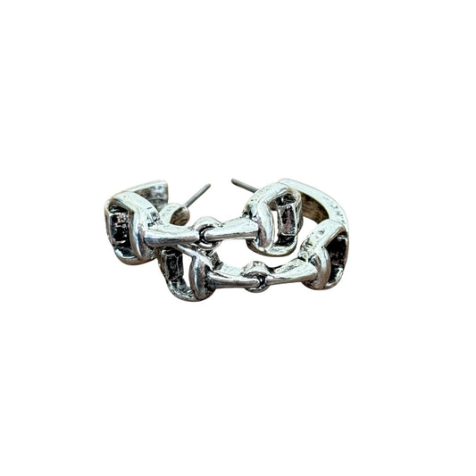 Silver Snaffle Bit Hoop Earrings