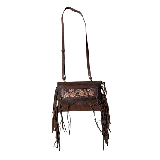Tooled Floral Feather Flap Purse *defective*