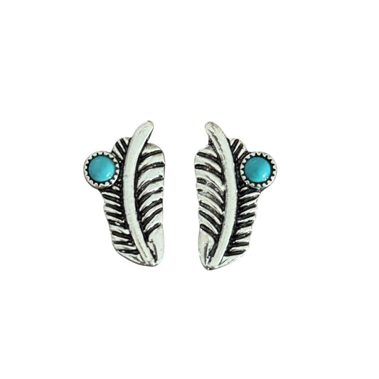 Small Turquoise Feather Earrings