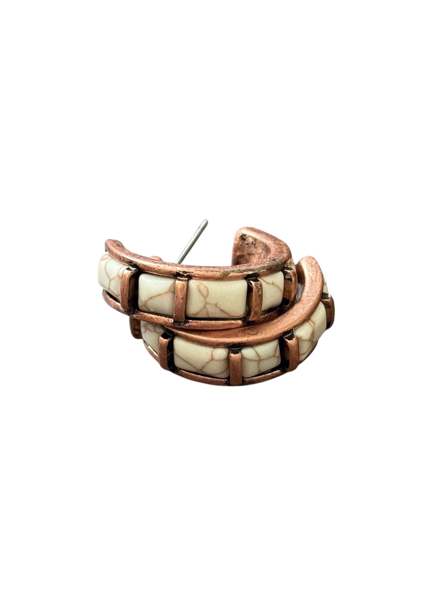Copper Natural Stone Half Hoop Earrings