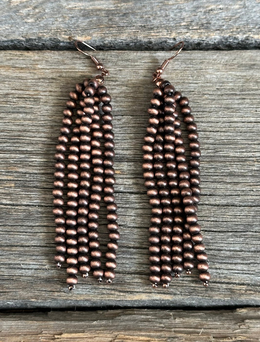 Copper Navajo Pearl Fringe Earrings