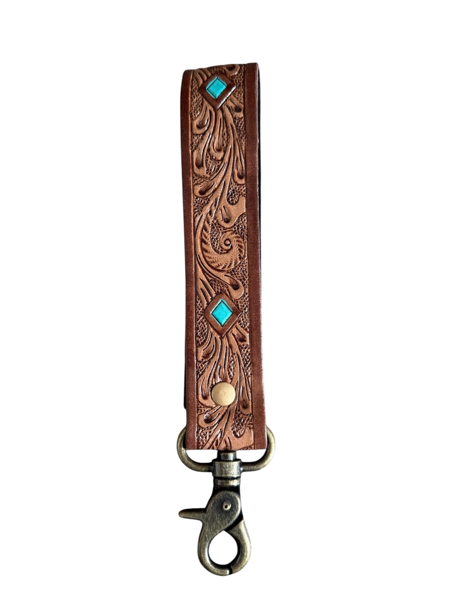 Tooled Turquoise Diamond Wristlet