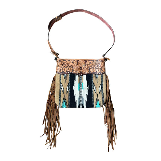 Turquoise & Black Navajo Saddle Blanket Purse