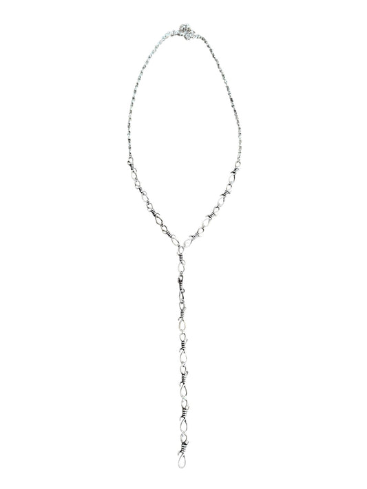 Silver Y Drop Barbwire Necklace
