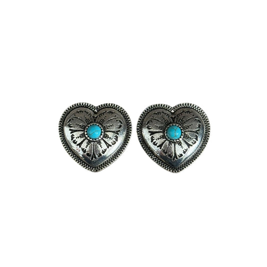 Turquoise Heart Concho Earrings
