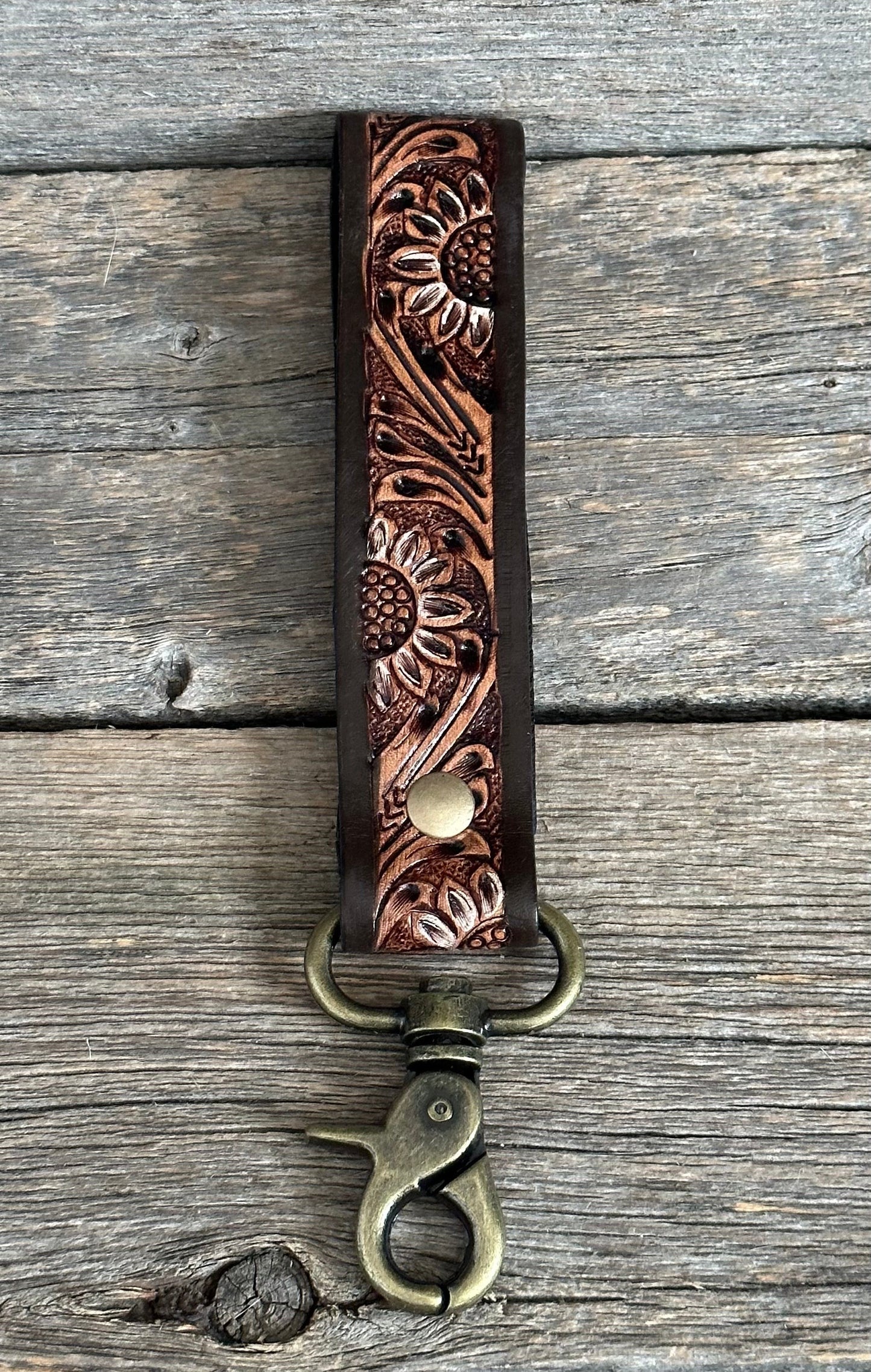 Tooled Floral Keychain